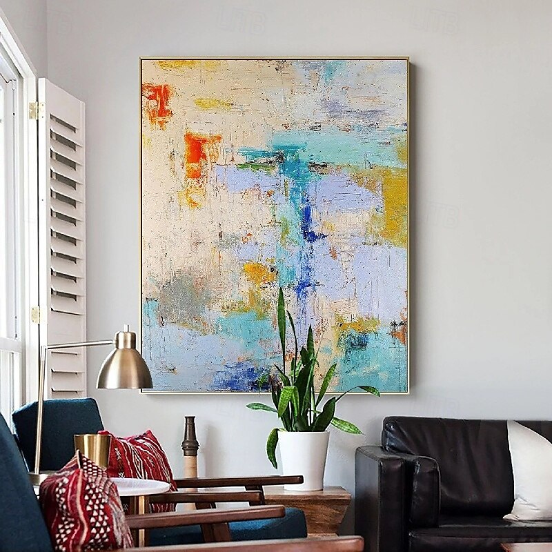 handgemaakt kleurrijk abstract olieverfschilderij op canvas groot handgeschilderd abstract getextureerd boho modern olieverfschilderij muurkunst op maat eigentijds minimalistisch kunstwerk voor 2025 - $125.99 –P5