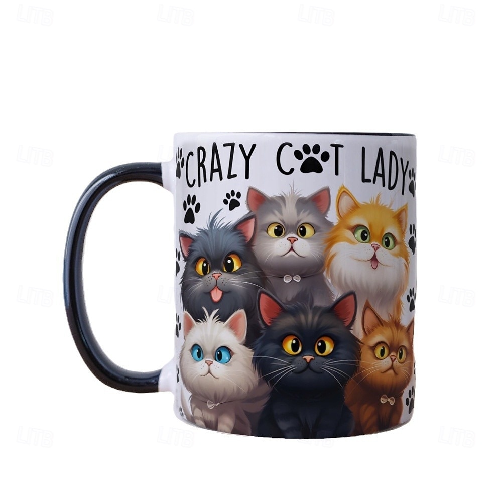 hrnek crazy cat lady - perfektní dárek k narozeninám pro milovníky koček - 11oz keramický šálek na kávu pro milovníky koček 2025 - $18.99 –P5
