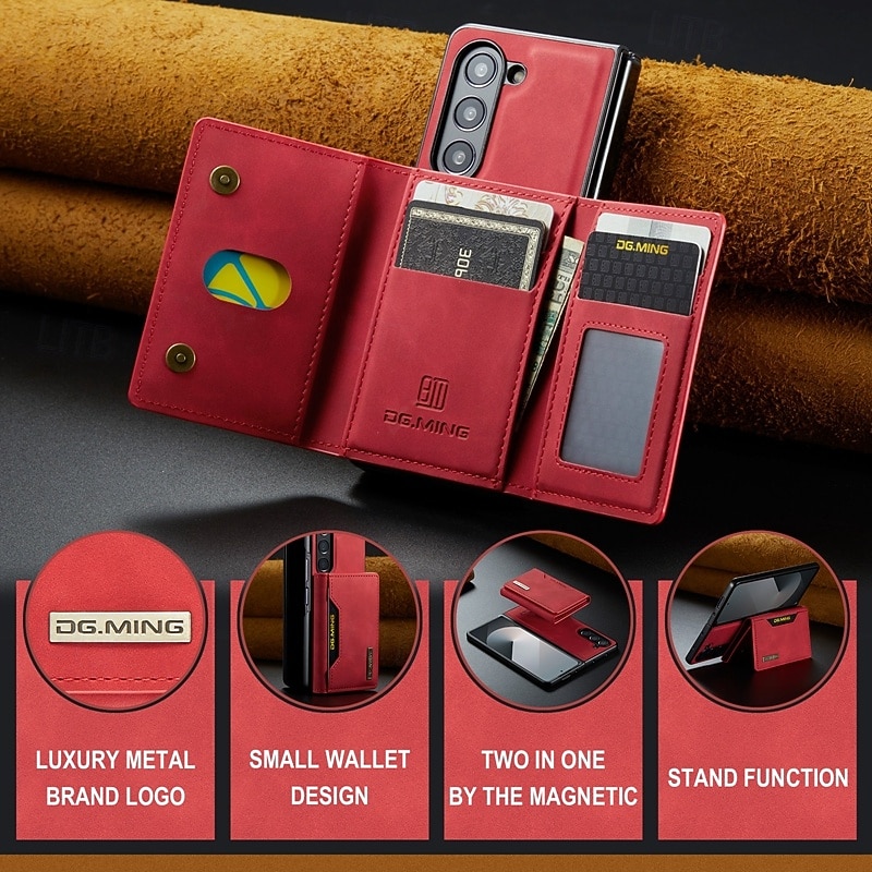 Phone Case For Samsung Galaxy Z Fold 7 Z Fold 6 Z Fold 5 Z Fold 4 Z Fold 3 Back Cover with Stand Holder Detachable Magnetic Retro TPU PC PU Leather 2026 - $21.99 –P3