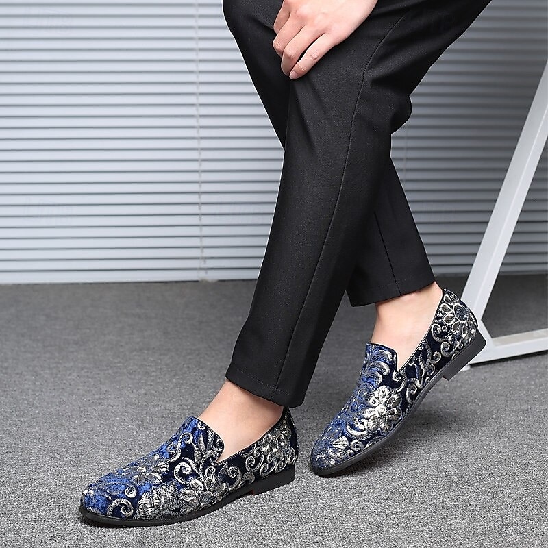 Herren-Loafer aus Stoff mit Pailletten - luxuriöses Blumendesign, Partyschuhe im Vintage-Stil für besondere Anlässe 2026 - €44.99 –P2