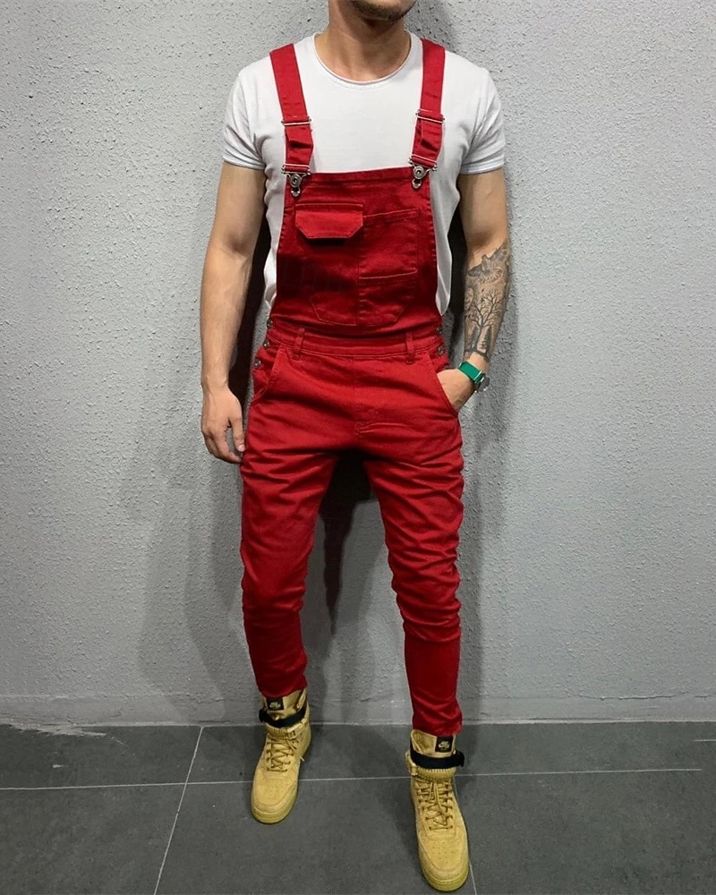 Men's Cargo Pants Tactical Pants Trousers Suspender Pants Pocket Plain Wearable Outdoor Daily Camping & Hiking Fashion Classic Black Red 2026 - $36.99 –P1