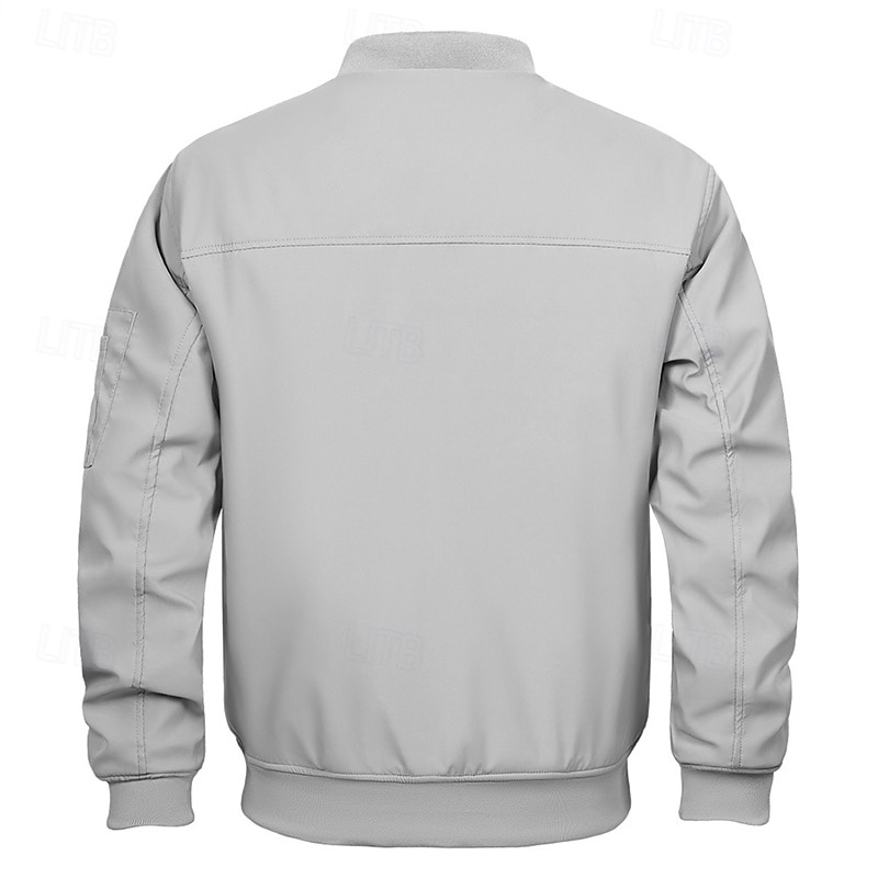 Homme Veste légère Bomber Coupe-vent Veste décontractée du quotidien Vacances Chaud Poche Automne hiver Plein Mode Classique Col Mao Normal Noir Vert Véronèse Bleu de minuit Gris Veste de 2025 ? $62.99 –P3