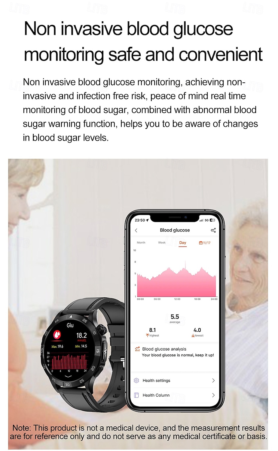 2025年 iMosi ET381 スマートウォッチ 1.43 インチ スマート·ウォッチ ブルートゥース ECG + PPG 温度監視 歩数計 と互換性があります Android iOS 女性 男性 ハンドフリーコール 防水 メディアコントロール IP 67 46mmの時計ケース  コレクション – $79.79 –P8