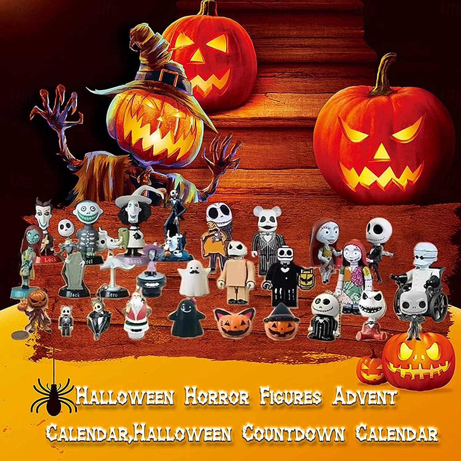 Halloween-Horrorfilm-Adventskalender 2025 enthält 24 Weihnachtsgeschenke, Weihnachts-Horrorfiguren-Countdown-Kalender mit Überraschungsspielzeug, Sammelfiguren-Geschenke für Kinder 2025 - $23.99 –P4