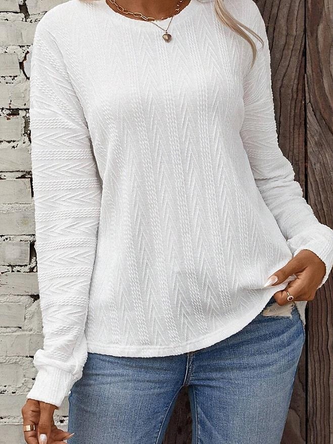 Women's Pullover Elegant Fashion Plain Work Dailywear Casual Crew Neck Buttons Long Sleeve White Fall Winter 2025 - $35.99 –P3