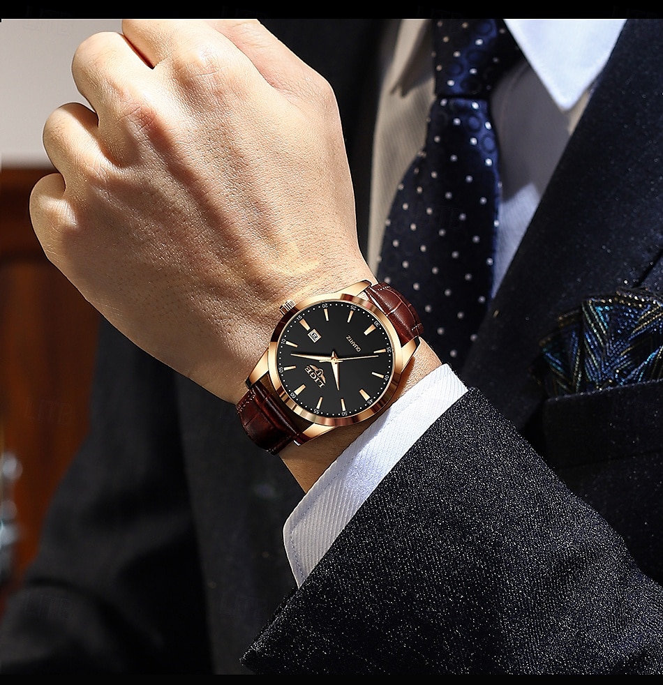 LIGE Heren Quartz Horloge Zakelijke Datum Waterdichte Leren Strap Horloge 2025 - $20.99 –P10