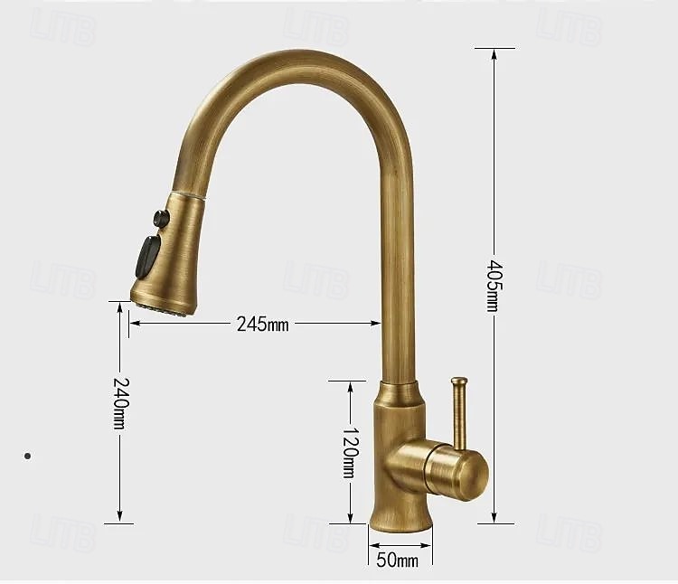 2026年 水栓 - シングルハンドルつの穴 電気メッキ プルアウト / プルダウン センターセット レトリ／ヴィンテージ Kitchen Taps  コレクション – $129.99 –P1