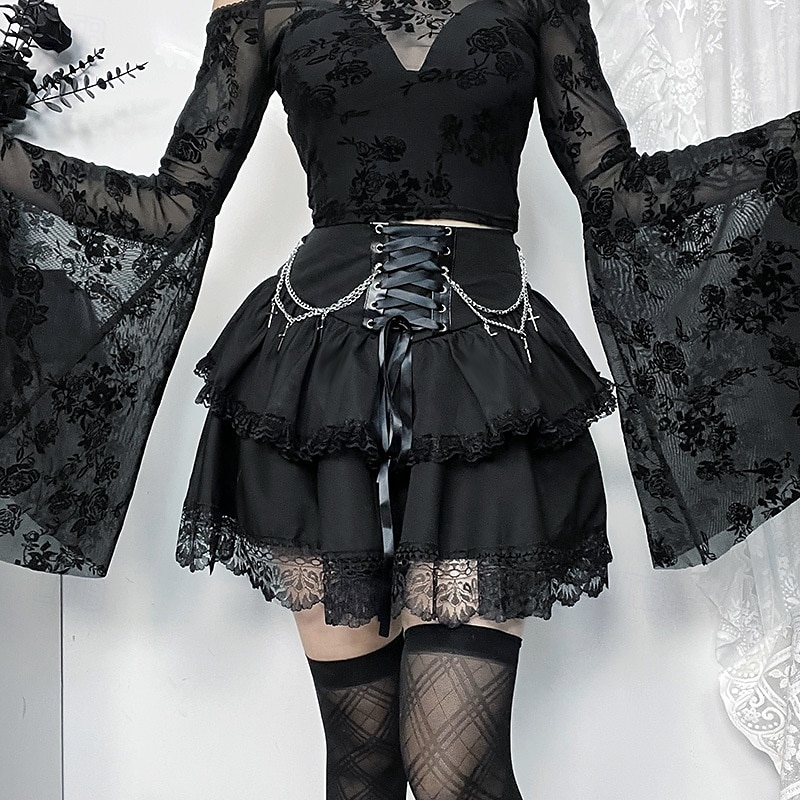 Gothique Steampunk Jupe Bal Masqué Fille gothique Femmes Mascarade Soirée Adulte Jupe de 2025 ? $32.99 –P10
