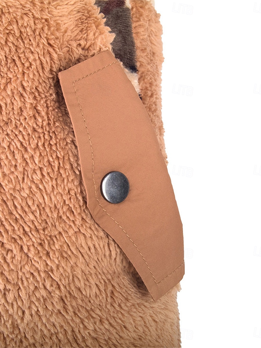 női pulóver alkalmi terepszínű utcai mindennapi ruha v nyak patchwork gombok zseb hosszú ujjú bézs szürke ősz tél 2025 - $41.99 –P11