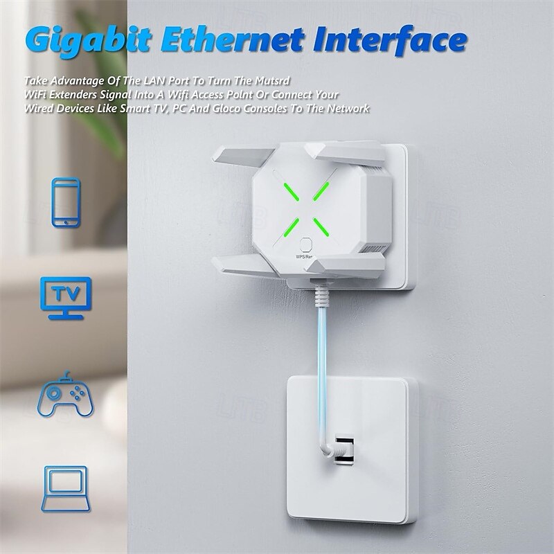 wifi extenders signaalversterker wifi extenders signaal dual band wps 5ghz & 2.4ghz voor thuis ethernet poort internet wifi booster repeater 2025 - $35.99 –P6