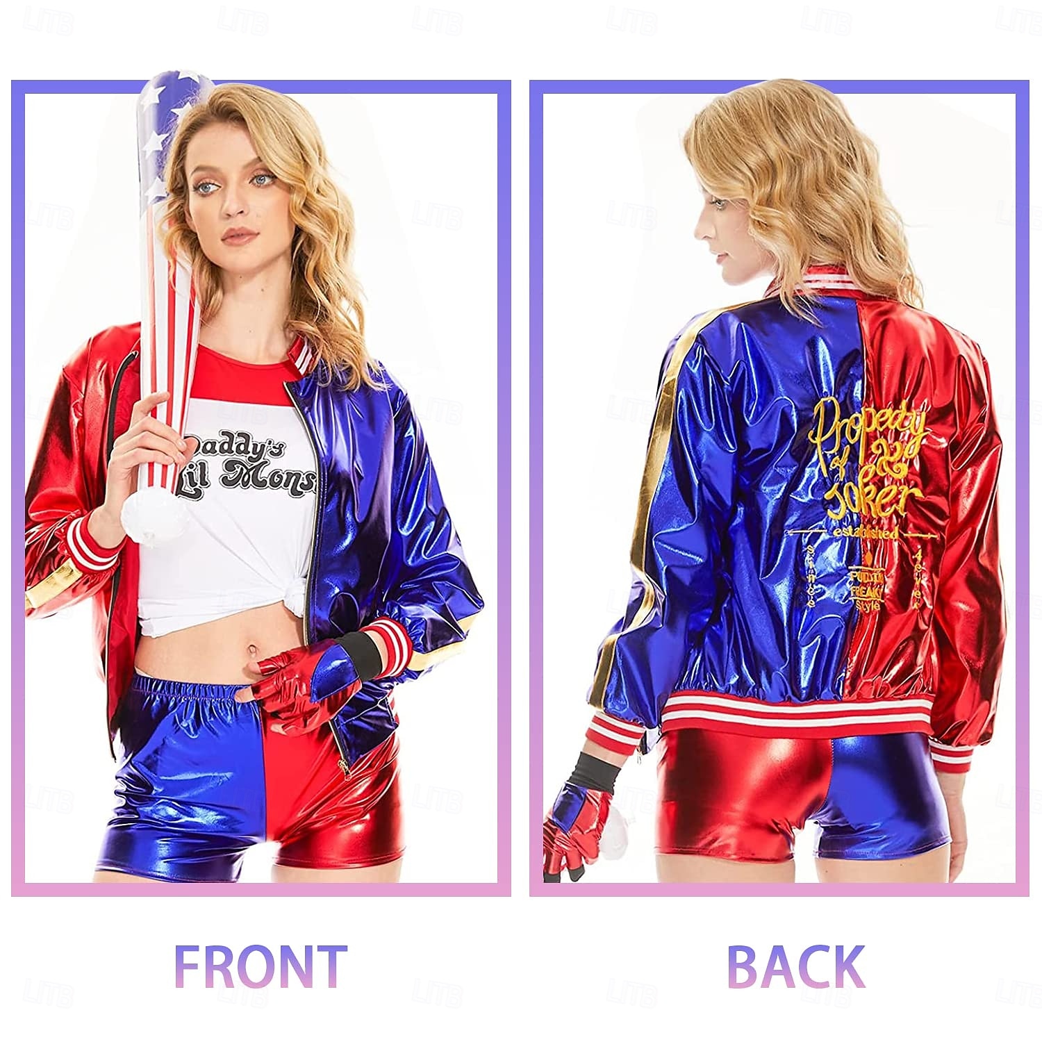 Disfraces de harley quinn, conjunto de 13 piezas, joker 2, escuadrón suicida, disfraz de payaso, trajes con pelucas, accesorios bordados, película para niñas, cosplay, halloween, carnaval, fiesta de actuación 2025 - $86.99 –P3