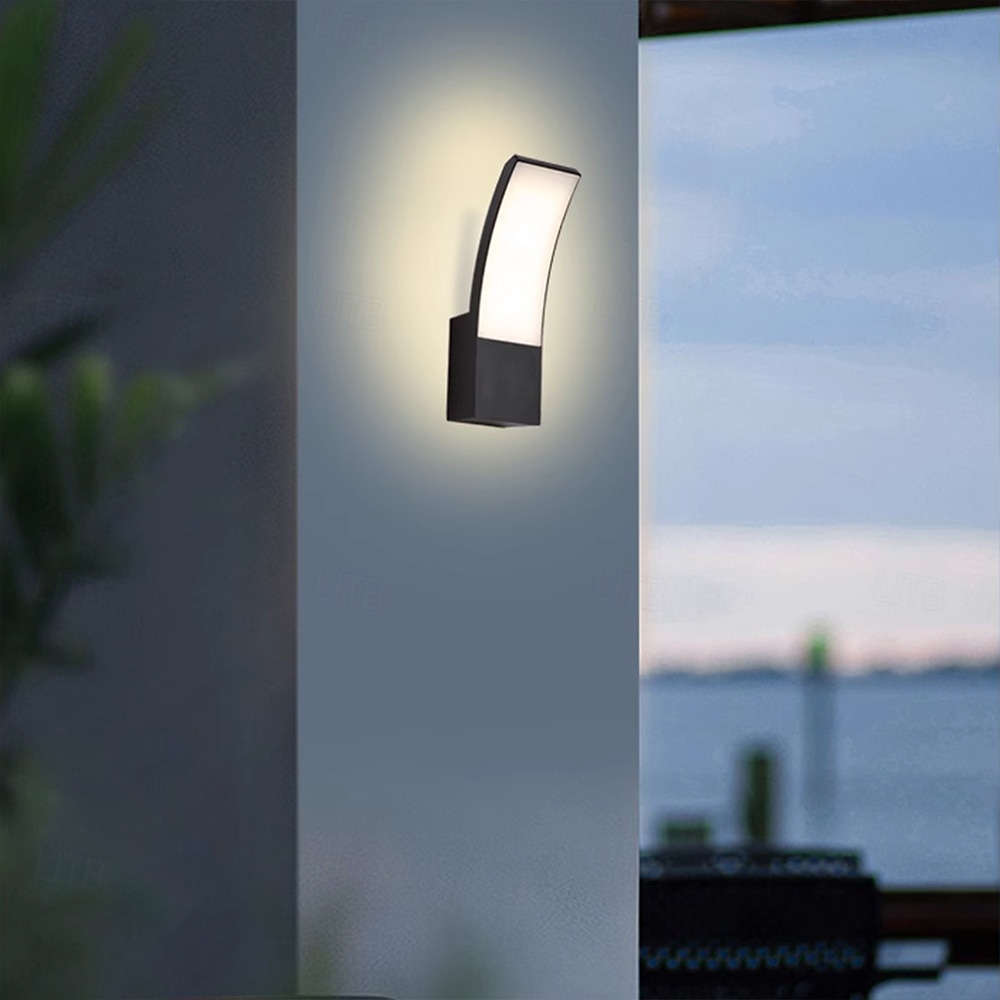 luz de parede externa led 12w arco moderno luz de parede externa à prova d'água ip65 estável em luz de parede preta externa adequada para varanda externa pátio jardim banheiro quarto 85-265v de 2025 por $41.99 –P3