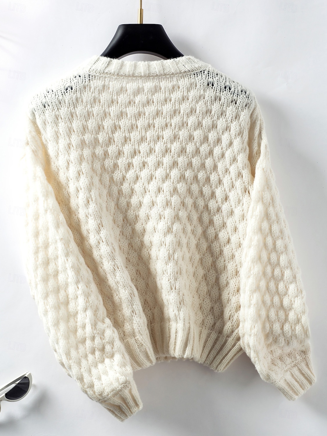 Per donna Felpa Moda Tinta unica Grosso Girocollo Intrecciato Manica lunga Maglie lunghe Maglia Ufficio Bianco Beige Autunno Inverno del 2025 a $51.99 –P6