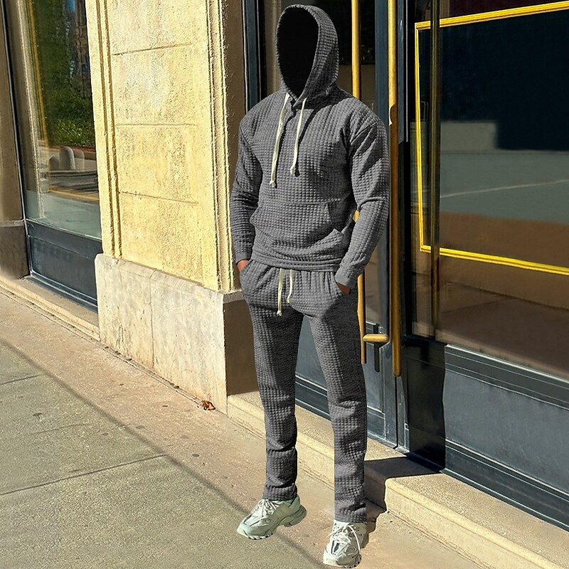 Per uomo Felpa con cappuccio Tuta Da Ginnastica Tuta da ginnastica Nero Bianco Verde militare Cachi Grigio scuro Con cappuccio Liscio A cordoncino 2 pezzi Tasca frontale Sportivo Giornaliero Per del 2025 a $39.99 –P5