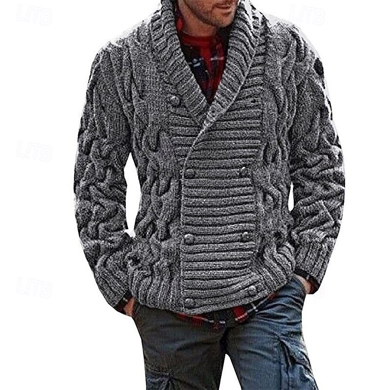 Herre Beskjærte genser Cardigan Genser Riflet Strikke Normal Knepp opp Lomme Fargeblokk V-hals Årgang Klassisk Dagligdagstøy Stevnemøte Klær Høst vinter Millitærgrønn Svart S M L 2025 - $44.99 –P5