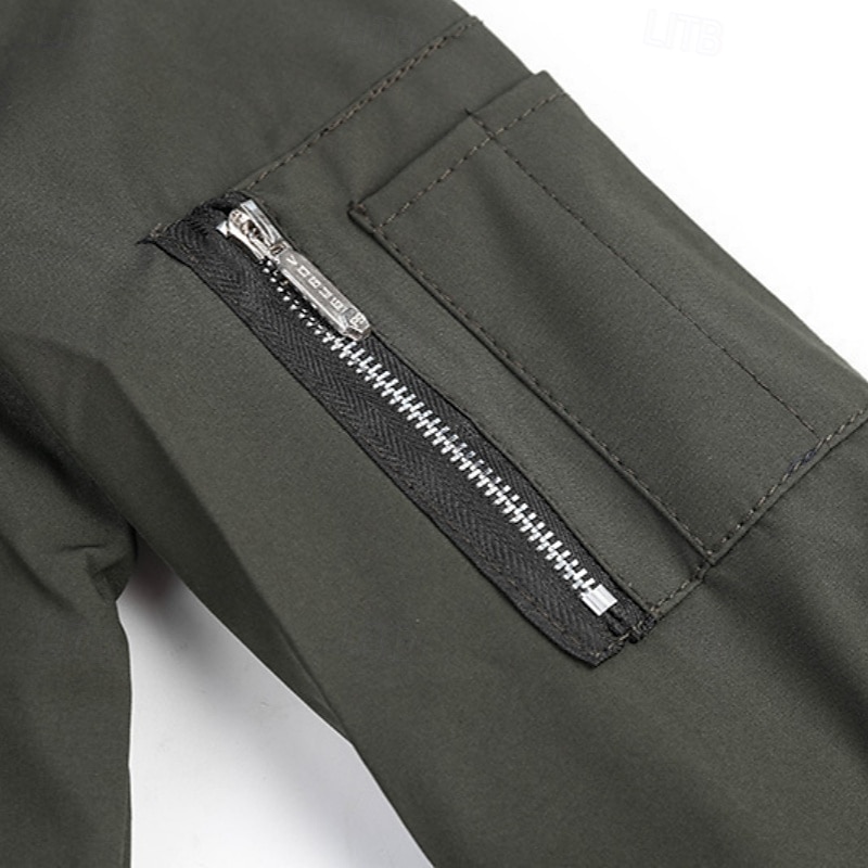 Herren Leichte Jacke Bomberjacke Sport Jacke Outdoor Sport warm halten Tasche Herbst Winter Glatt Modisch Strassenmode Ständer Standard Schwarz Burgunderrot Marineblau Khaki Armeegrün Jacken 2026 - $35.99 –P4