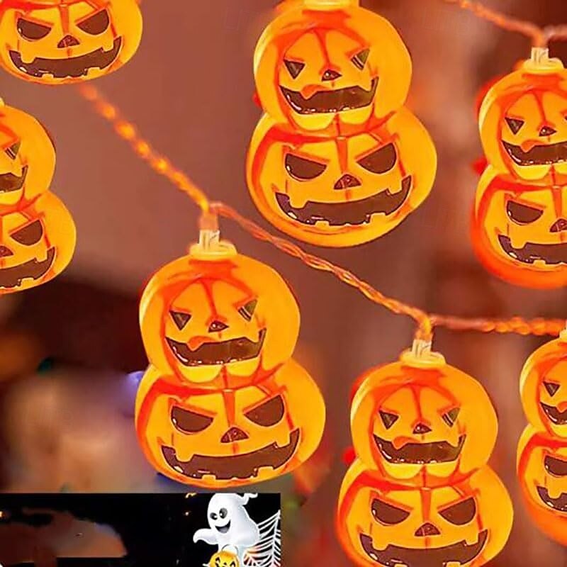 halloween lys opp gresskar streng lys 10/20led jack o lanterne vanntette batteridrevne lys for innendørs utendørs soverom ferie fest halloween dekorasjon 2025 - $11.49 –P4