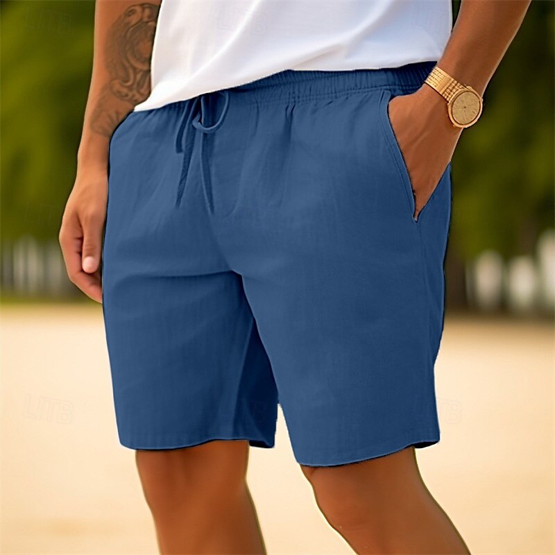Homens Calção Shorts de verão Shorts de praia Com Cordão Cintura elástica Perna reta Tecido Conforto Respirável Curto Casual Diário Feriado Moda Estilo Clássico Branco Azul Marinha de 2025 por $16.49 –P9