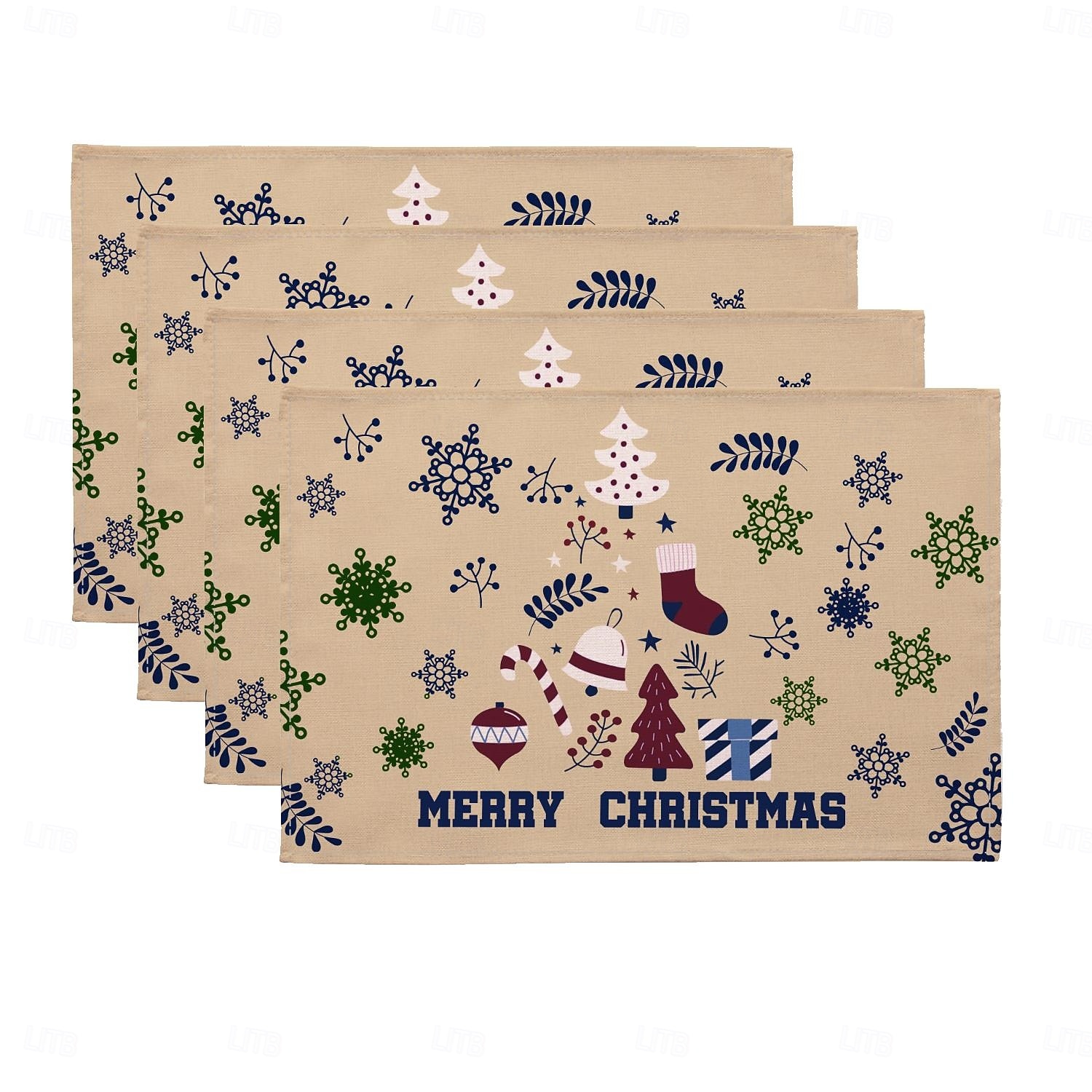 Juego de 4 manteles individuales navideños de algodón y lino para mesa de Navidad de temporada de invierno con muñeco de nieve &Diseño de reno para decoración de interiores y exteriores, para fiestas, 2025 - $12.49 –P5