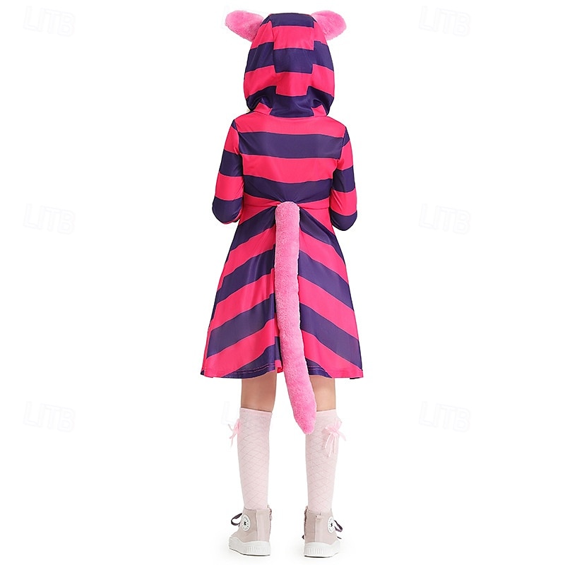 Alice in Wonderland Pohádka Cheshire Cat Halloween skupinové rodinné kostýmy Děti Dámské Dívčí cosplay Výkon Večírek předvečer Všech svatých Karneval Jednoduchý karnevalový kostým 2025 - $43.99 –P3