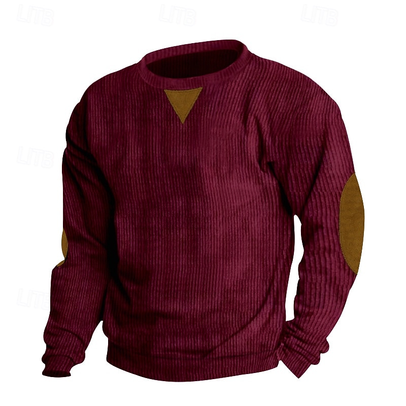 Homens Camiseta Camiseta de Veludo Manga Longa Gola Redonda Côr Sólida Tradicional / Vintage Quente Veludo Cotelê Casa Ao ar livre Desportos e Ar livre Marron Escuro Preto Vinho Top Tee para Homens de 2026 por $21.99 –P10