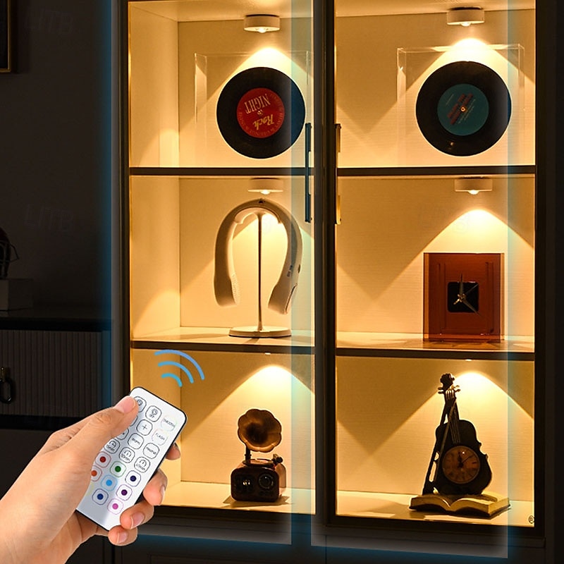 Rechargeable Magnetic RGB LED Cabinet Light with Remote Control Picture Light 12 Color Options Indoor Light for Cabinets and Display Cases USB Rechargeable Xmas Halloween Home Decorative Lamp 1/3Pcs 2025 - $14.49 –P6