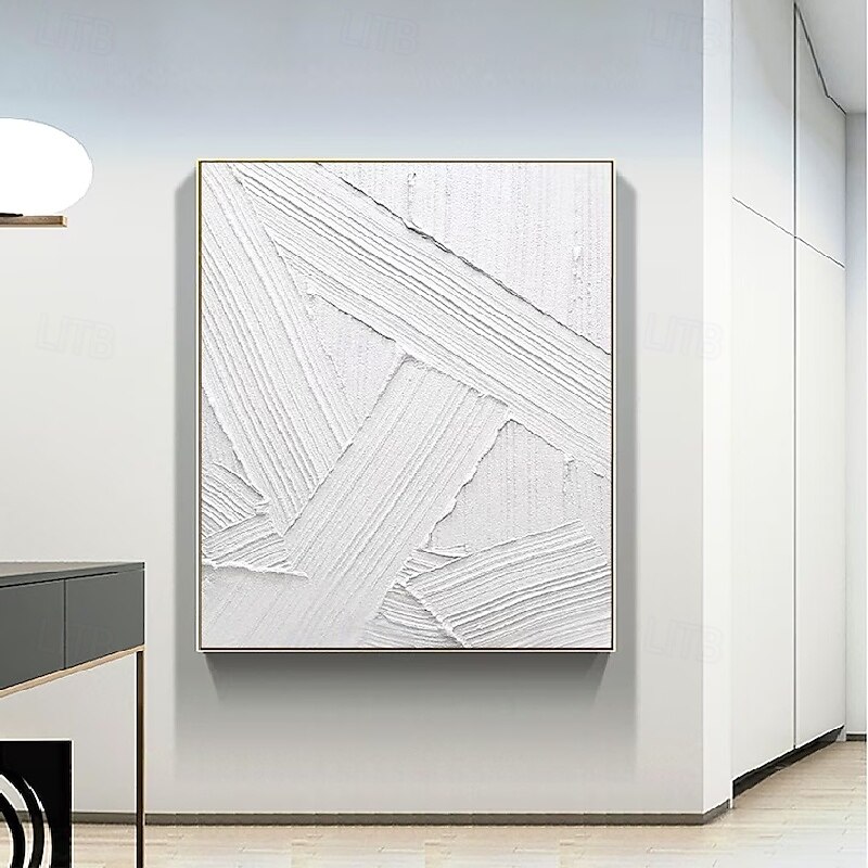 3D witte olieverfschilderij met de hand geschilderd dikke textuur olieverfschilderij met de hand geschilderd beige wit schilderij op canvas abstract 3D witte textuur olieverfschilderij wandkunst 2025 - $125.99 –P1