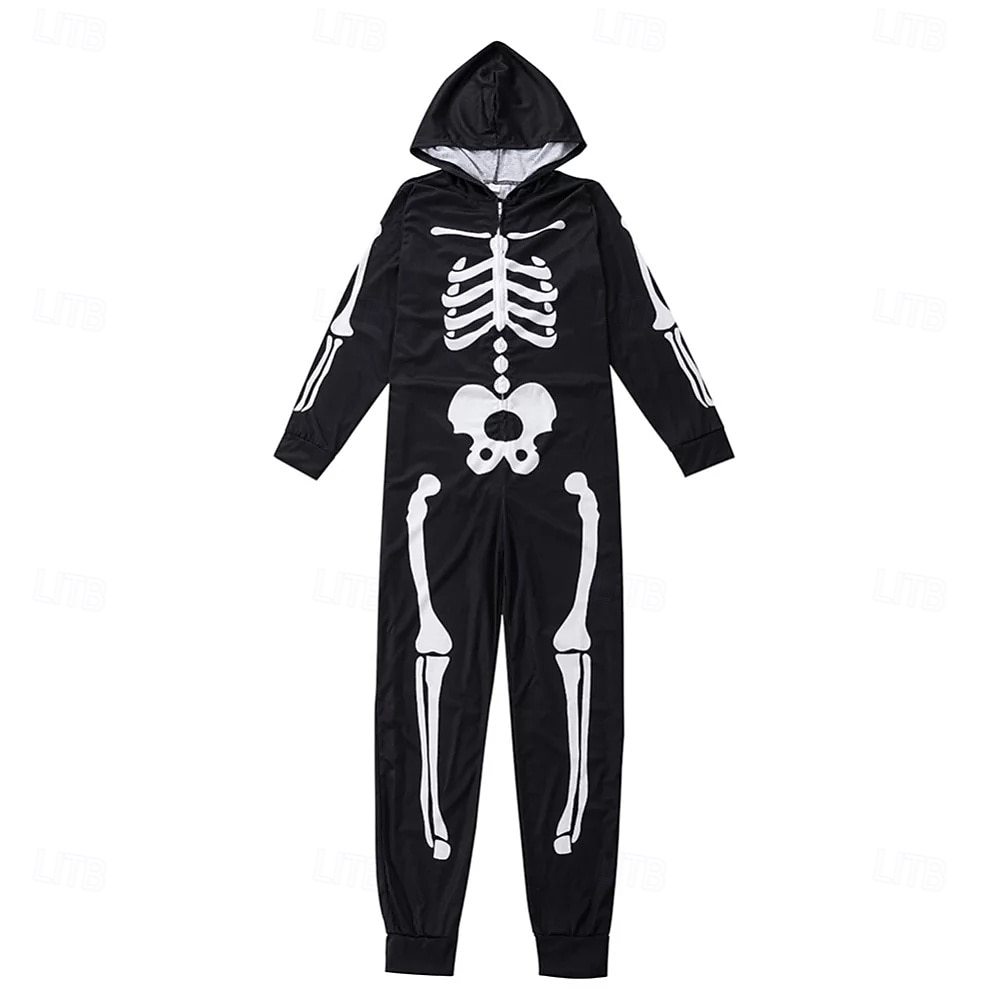 Couples Skull Skeleton Costume Kigurumi Pajamas Halloween Group Family Costumes Kid's Adults' Unisex Party Home Wear Halloween Carnival Easy Halloween Costumes 2025 - $46.08 –P6