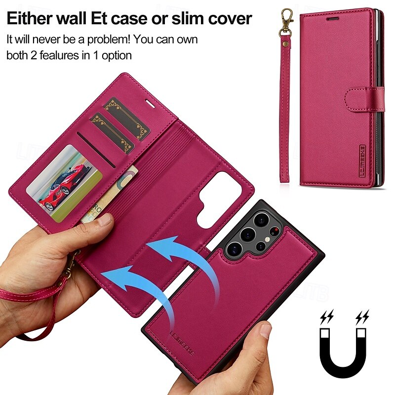Phone Case For Samsung Galaxy S24 Ultra Plus S23 Ultra Plus S22 Plus  Ultra S21 FE A55 A35 A25 A15 5G A54 A34 A14 S20 FE S25 Ultra Back Cover Wallet Case with Stand Holder Detachable with Wrist Strap 2025 - $21.99 –P7