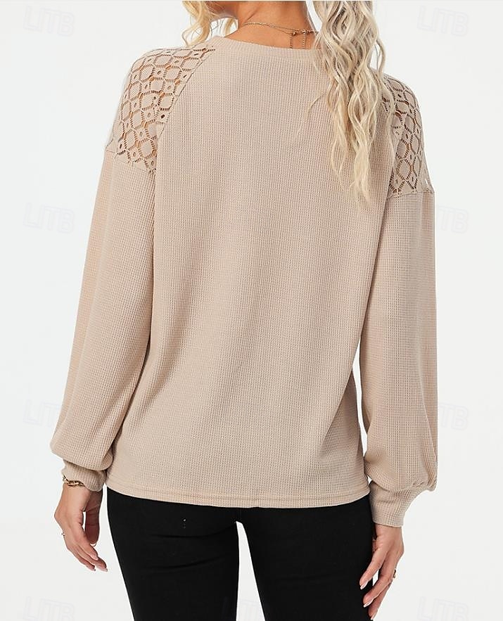 Women's Pullover Elegant Vintage Fashion Plain Work Dailywear Casual Crew Neck Patchwork Loose Fit Long Sleeve Black Brown Green Fall Winter 2025 - $29.99 –P6