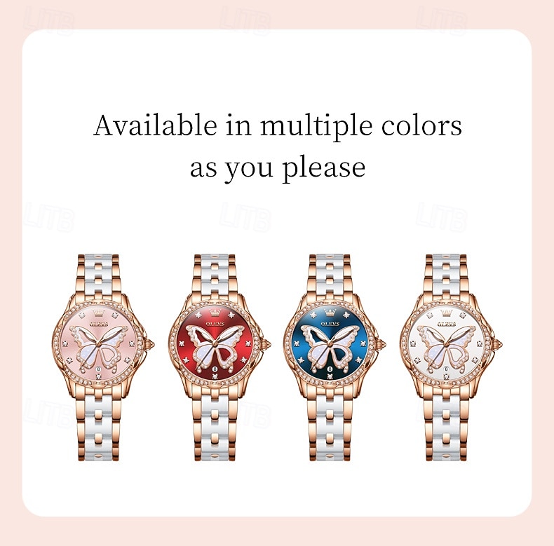 OLEVS 5610 Mother's Day Gift for Women's Watches Elegant Fashion Rhinestone Bezel Ceramic Strap Wristwatch Waterproof Luminous Automatic Watch 2026 - $62.99 –P17