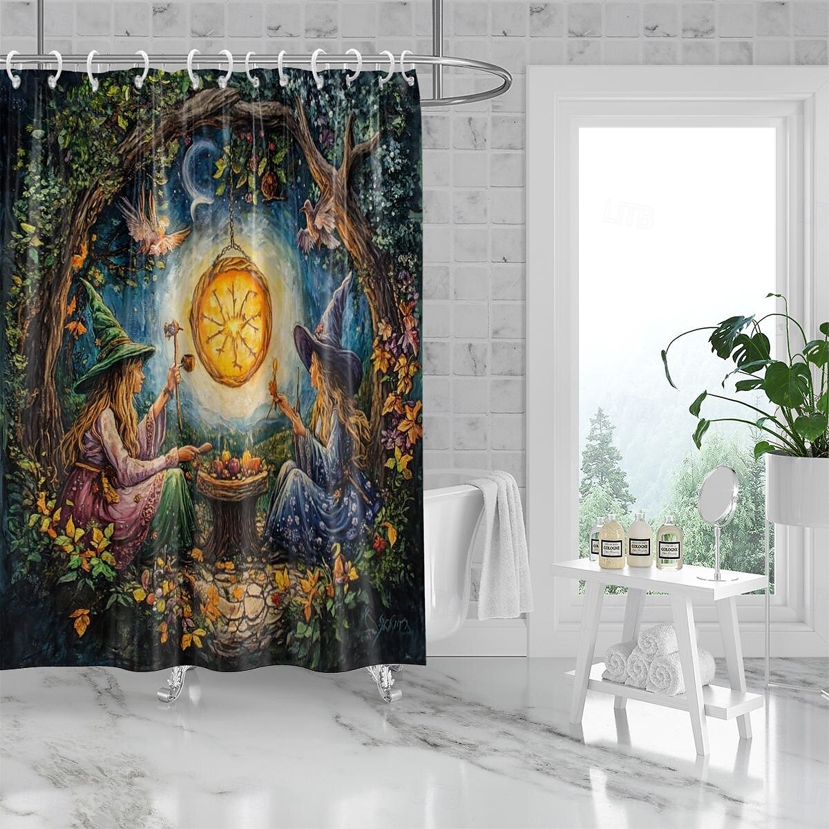 Halloween-Duschvorhang, moderner, maschinenwaschbarer, wasserdichter Polyesterstoff zur Badezimmerdekoration, Badewanne mit 12 Haken 2025 - $23.99 –P12