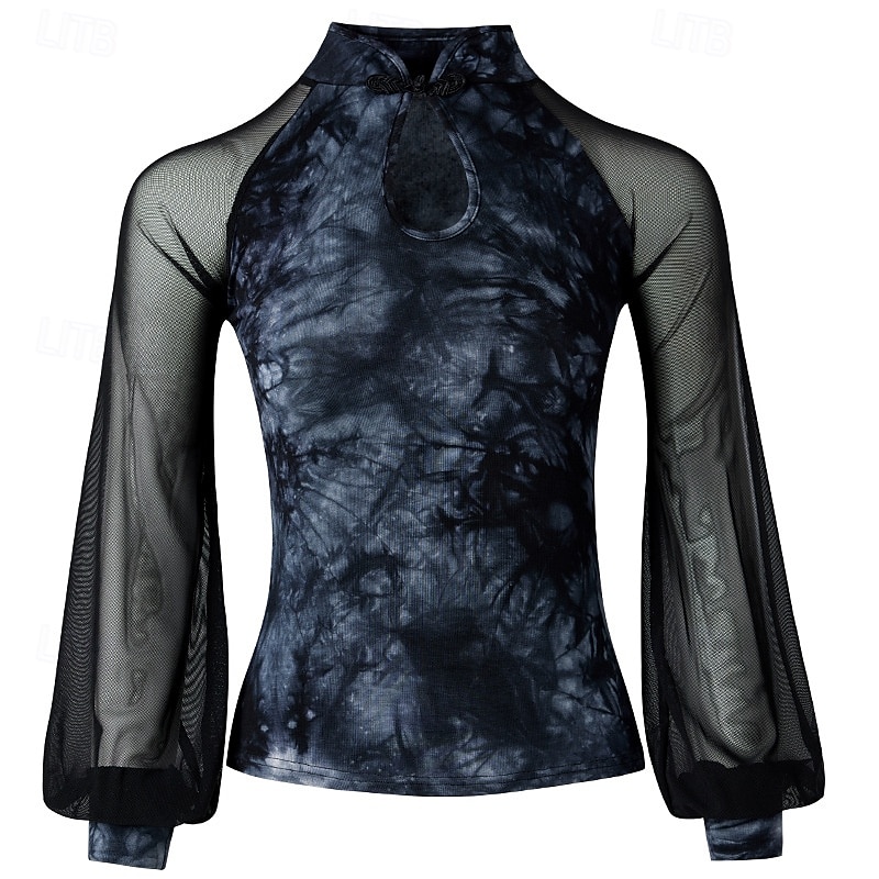 Latinamerikansk dans Topp Tryck Tvinning Tyll Dam Prestanda Träning Långärmad Hög Polyester 2025 - $30.99 –P1