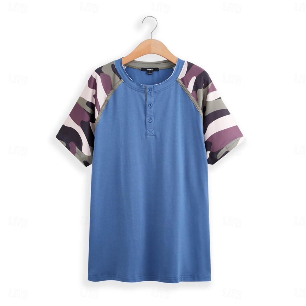 Herr Henleytröja T-tröja Färgblock Henley Utomhus Ledigt Kortärmad Knapp Kläder Mode Designer Bekväm 2025 - $17.99 –P6