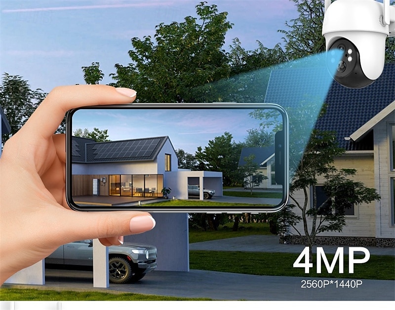 2025年 ソーラーバッテリー駆動カード対応ワイヤレス CCTV セキュリティカメラ 防水 PIR モーション検知 パンチルト  コレクション – $127.99 –P5