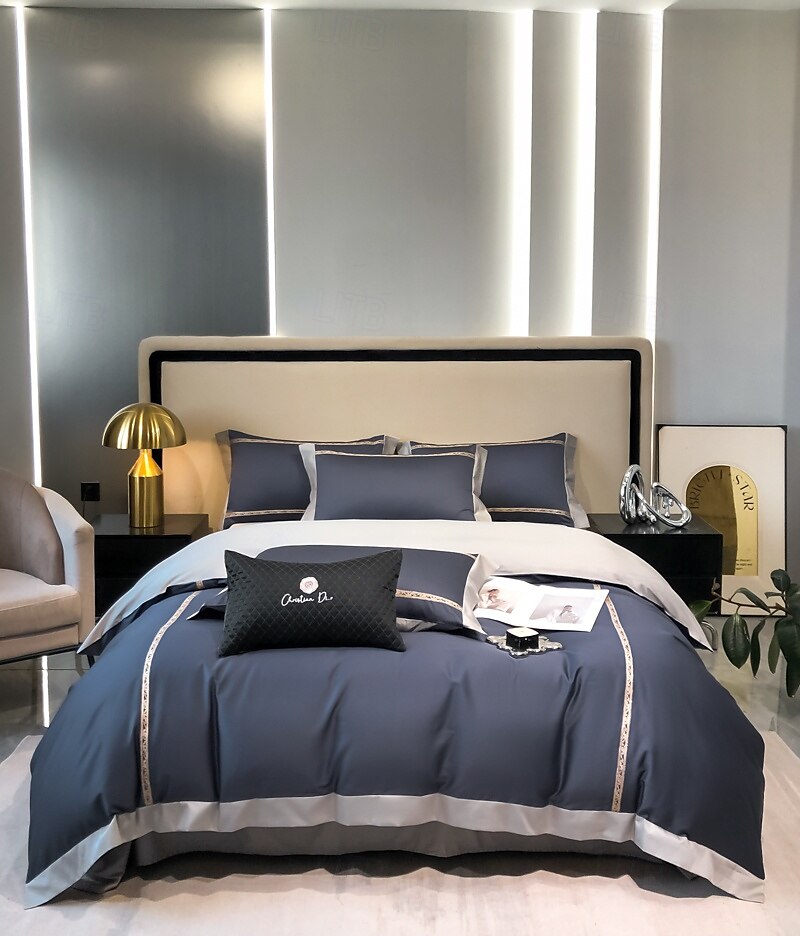 Conjunto de cama com capa de edredom de 4 peças, 100% algodão orgânico, tecido macio e respirável, inclui capa de edredom e fronhas para um sono confortável de 2025 por $150.99 –P7