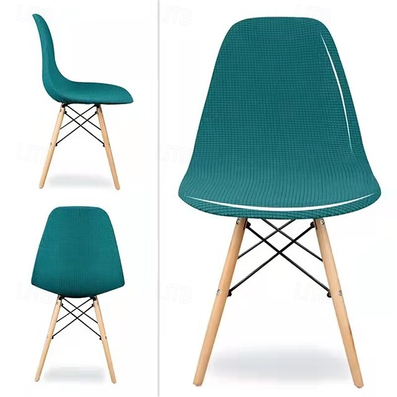 Fundas de concha para silla de comedor, funda curvada de licra sin brazos, funda de asiento lavable, fundas elásticas para taburete, decoración del hogar y la cocina 2025 - $15.49 –P2