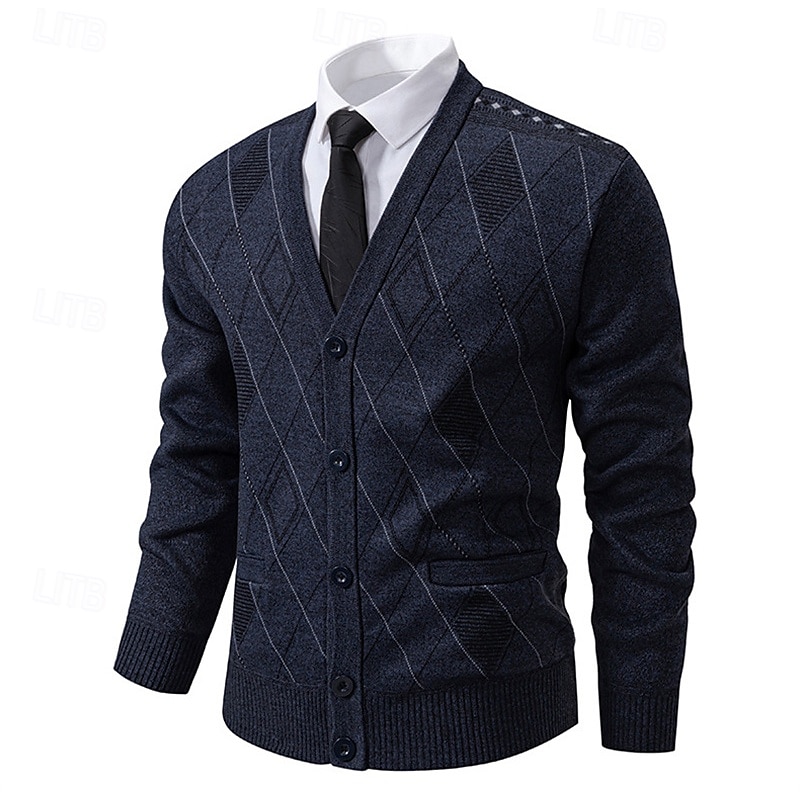 Herren Strickjacke Kurzer Pullover Strickpullover Herren Pullover Gerippt Stricken Standard Knopf hoch Seitentaschen Bogengimpe V Ausschnitt Modisch Klassisch Freizeitskleidung Verabredung Bekleidung 2025 - $31.99 –P10