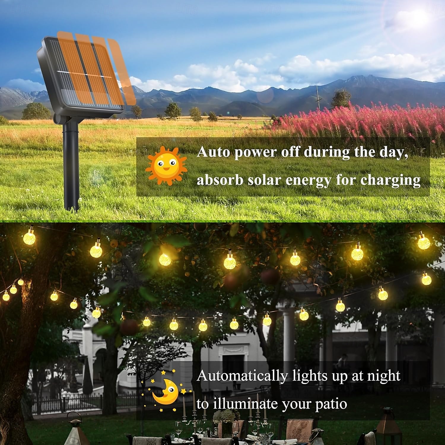 Solar String Lights for Outdoor 12m 100LED Crystal Globe Lights with 8 Modes Solar String Lights Outdoor Waterproof for Garden Tree Patio Party Christmas/Halloween Decoration 2025 - $23.99 –P10