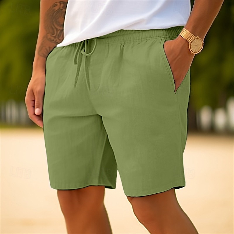 Homens Calção Shorts de verão Shorts de praia Com Cordão Cintura elástica Perna reta Tecido Conforto Respirável Curto Casual Diário Feriado Moda Estilo Clássico Branco Azul Marinha de 2025 por $16.49 –P8