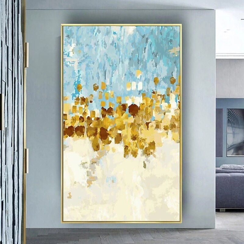Folienölgemälde, handgemalte abstrakte Goldfoliengemälde, handgemachte reich strukturierte Acrylmalerei, Wandkunst, handgemaltes Kunstwerk, Ölgemälde für Wohnzimmer, Büro, Wanddekoration, 2025 - $94.99 –P6