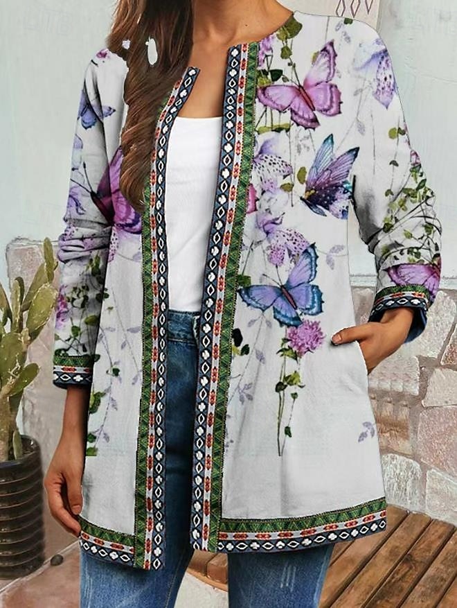 Femme Veste Blouson Soirée Poche Géométrique Coupe Vent Mode Standard Vêtements d'extérieur manche longue Automne Coloré M de 2025 ? $41.99 –P6