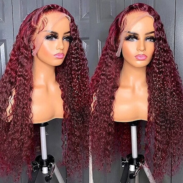 Burgundy Curly Wigs 99J Lace Frontal Wig 13x4 Curly Frontal Wig 12-30 Inch 2025 - $206.99 –P6