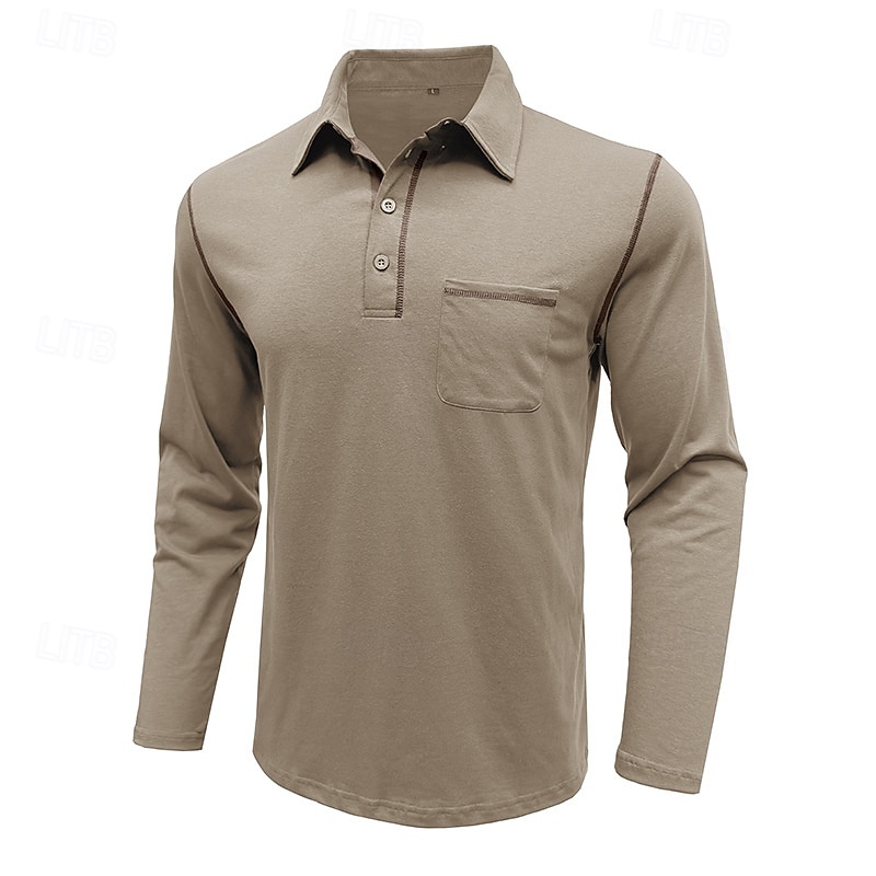 Herren Golfhemd Golfpolo Arbeit Casual Kargen Langarm Basic Modern Farbblock Patchwork Taste Frühling & Herbst Regular Fit Wein Schwarz Armeegrün Königliches Blau Dunkelgrau Braun Golfhemd 2025 - $21.99 –P12