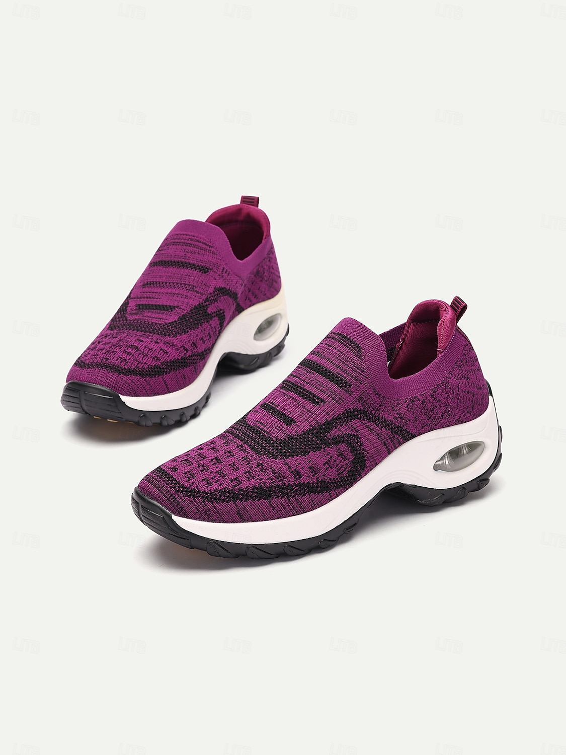 Lilafarbene Slip-On-Sneaker aus Strick für Damen mit Luftpolstersohle zum Gehen und für die Freizeit 2025 - $42.99 –P1