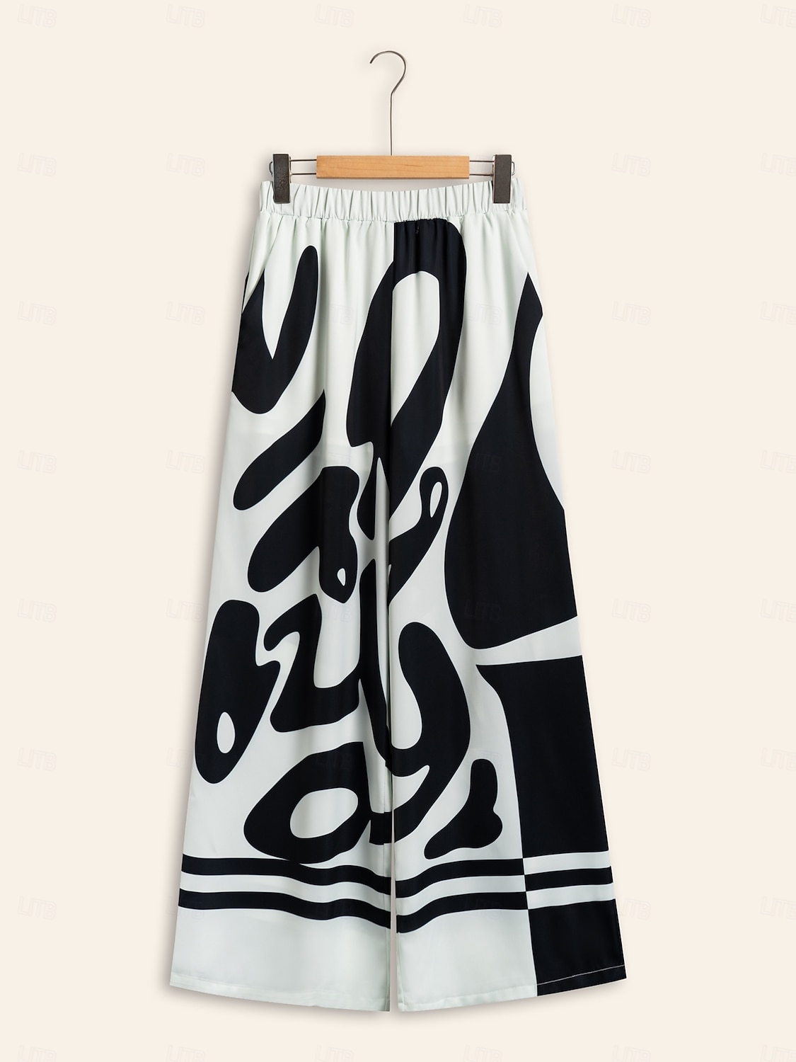 pantaloni da donna neri in raso gamba larga neutri casual quotidiani primavera autunno stagioni incrociate del 2025 a $72.99 –P6