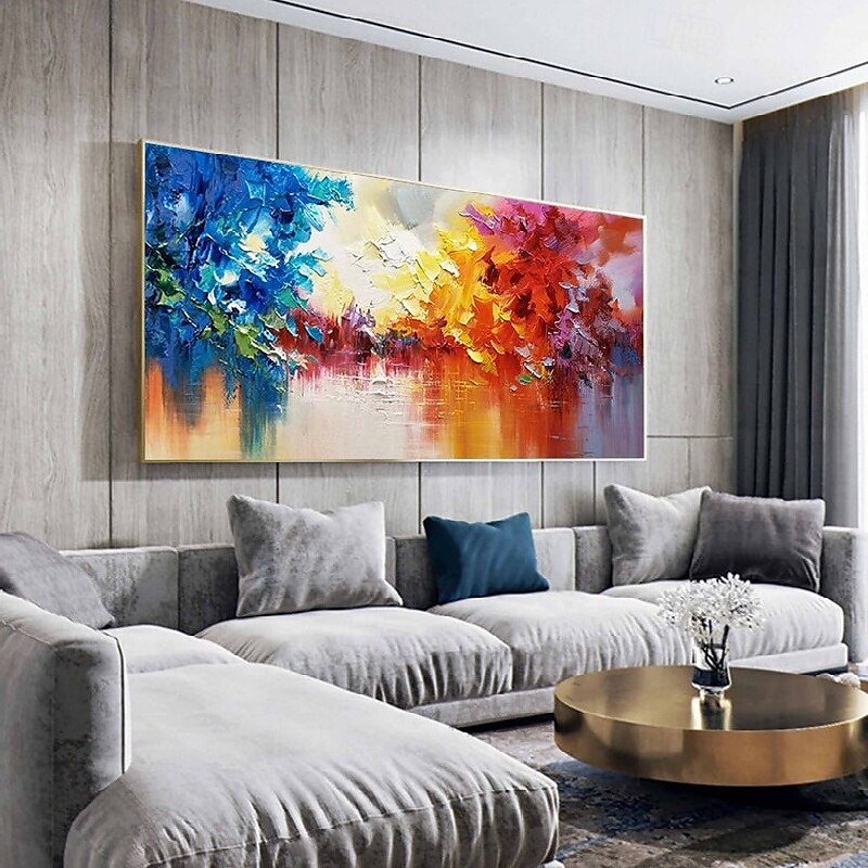 handgemalte abstrakte blaue Waldgemälde auf Leinwand, handgemachtes, farbenfrohes, strukturiertes Acrylgemälde, Wandkunst, handgemaltes Kunstwerk, grünes Ölgemälde für Wohnzimmer, Büro, 2025 - $116.99 –P3