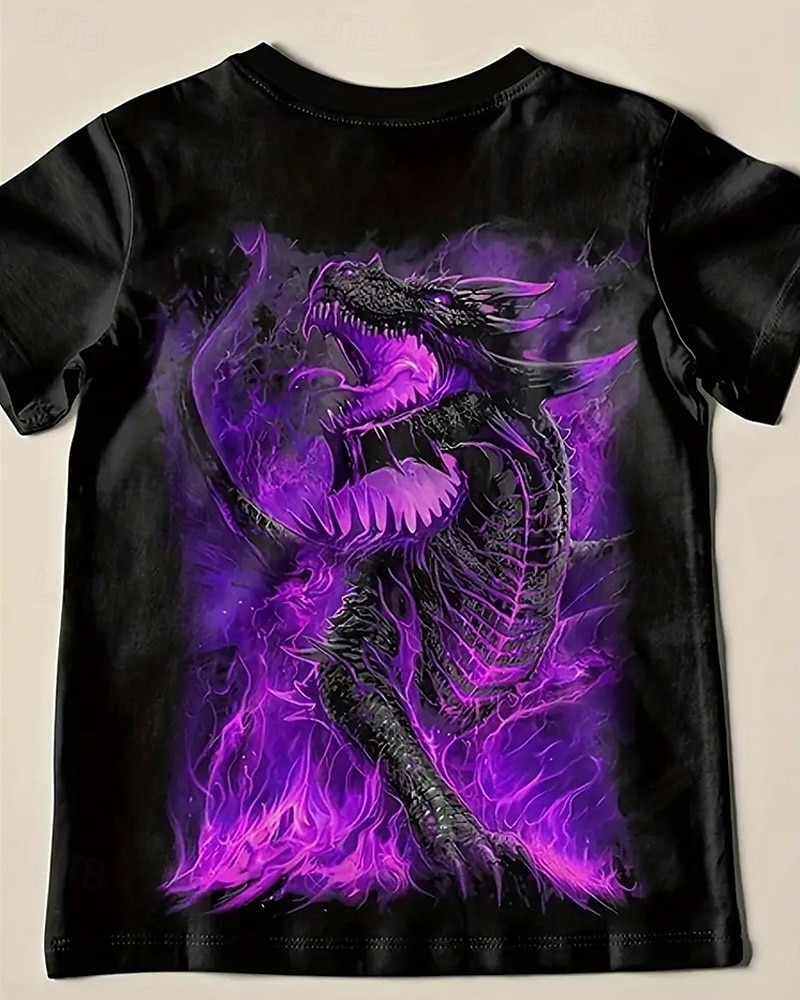 Băieți 3D Grafic Animal Balaur Tricou Manșon scurt Vară Primăvară Modă De Bază Copii 4-12 ani Stil Nautic În aer liber Casual Zilnic Fit regulat 2025 - $11.99 -P2