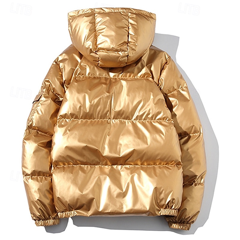 Herr Vinterkappa Pufferjacka Vadderad jacka Ficka Polyester Dagliga kläder Datum Semester Normal Mode Ledigt Bekväm Håller värmen Höst vinter Enfärgad / vanlig färg Silver Svart Marinblå Guld 2025 - $44.99 –P13
