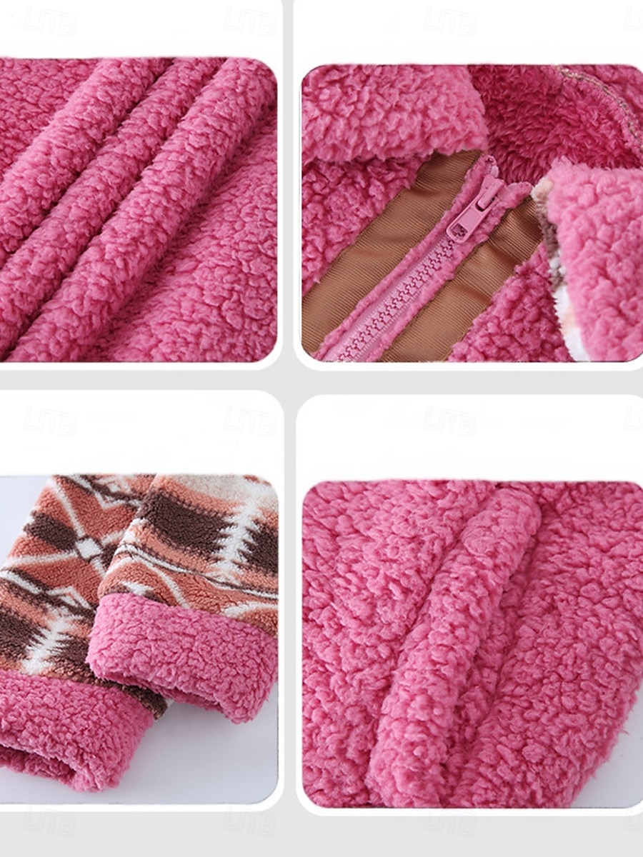 Naisten Fleecetakki Nallekarva Huppari takki Pidä lämpimänä Hengittävä Vetoketju Tasku Fleece-vuoratut Vintage Vapaa-aika Geometrinen Loma Katu Arki-asut Bile Vetoketju Normaali Sänkyjen avaus 2025 - $34.99 –P3